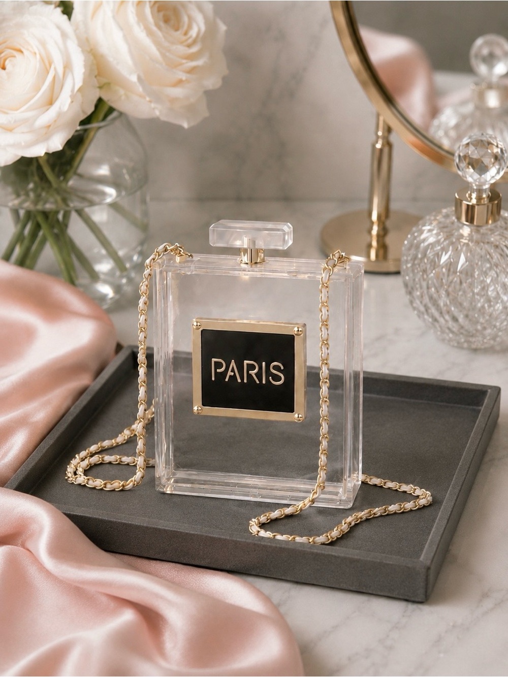 Paris Bottle Bag with Chain NEW